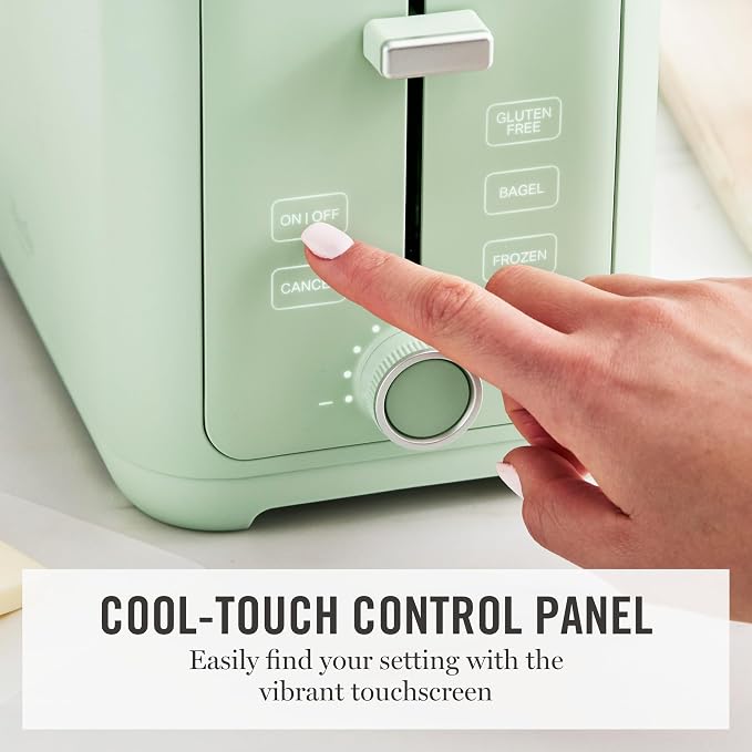 Martha Stewart 2-Slice Toaster, 3 Presets & 10 Shade Settings, Honeydew | Gluten-Free, Bagels, Extra-Wide Self Centering Slots, Waffles & Artisan Bread, Shade Memory, Cord Wrap & Removable Crumb Tray