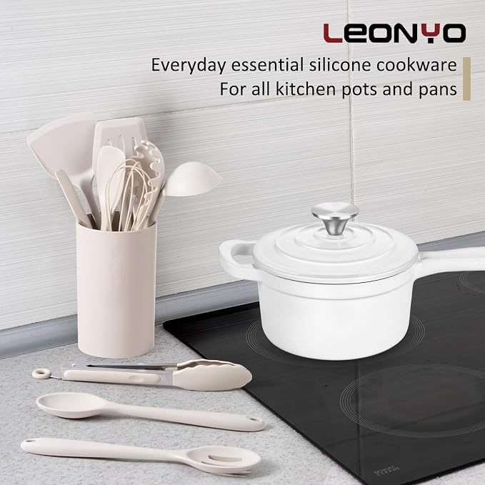 Leonyo 1QT Enameled Cast Iron Saucepan with Lid, Pasta Cookware Pot, White | For All Cooktops Cooking Pasta, Soup, Egg, Up to 500°F & 4.4Lbs