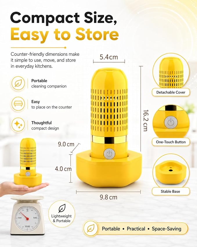Produce Cleaner Vegetable Fruit Cleaning Wash Veggie Berry Washer Spinner Purifier Device Reviews Washing Bowl with Strainer Machine Purpose Household Gadgets Ultrasonic Portable