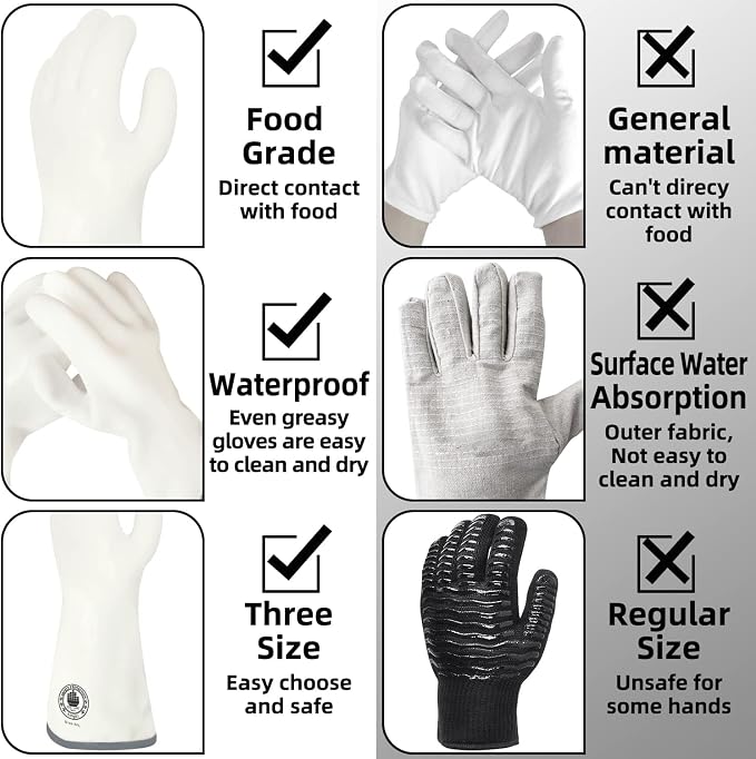 Silicone Oven Gloves, Heat Resistant Kitchen Oven Mitts, 1 Pair(9) | Food Grade, Waterproof, Easy Clean, Great for Sourdough Baking, Kitchen Cooking, Grilling, Smoking, Frying, BBQ
