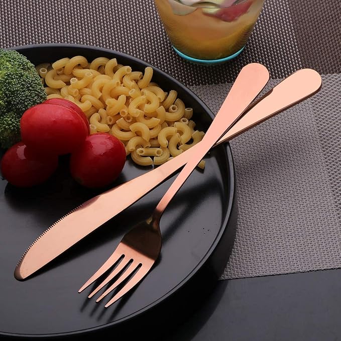 Travel Utensils Set with Case Reusable Portable Cutlery Set Stainless Steel 8pcs Including Dinner Knife Fork Spoon Chopsticks straws(Rose Gold) | Dishwasher Including Dinner Knife Fork Spoon Chopsticks Straws Travel Fork Spoon Knife for Work, School, C...