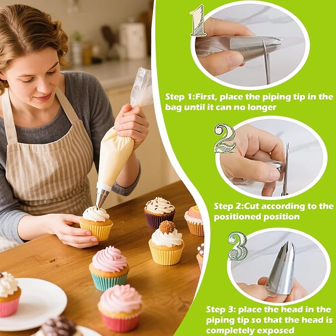 Suuker 1M Piping Tips Set, 3 Large Open Star Cake Decorating Tips | 3 Matching 1M Open Star Icing Tips for Cupcake Swirls, Rosettes, Shells, Stars and Cake Borders