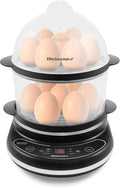 Elite Gourmet EGC314CB Digital Egg Cooker & Food Steamer, 14-Egg, Black | 6 programmed presets for poaching, omelets, and soft, medium, or hard-boiled eggs - 2-tier design with measuring cup