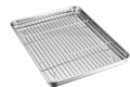 TeamFar Baking Sheet with Cooling Rack Set, 16 x 12 x 1 inch | Stainless Steel Quarter Sheet Pan Tray Cookie Sheet with Baking Rack, Non Toxic & Healthy, Mirror Finish & Dishwasher Safe