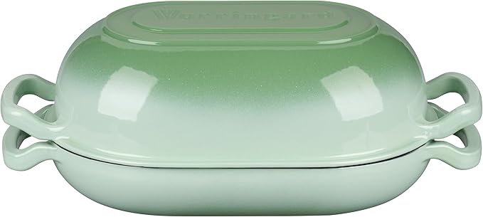 VORRINGARD Enameled Cast Iron Sourdough Bread Oven, Dutch Oven, Loaf Cast Iron Bread Pan for Homemade Bread Baking, Meatloaf Pan with Lid, 7QT, Green