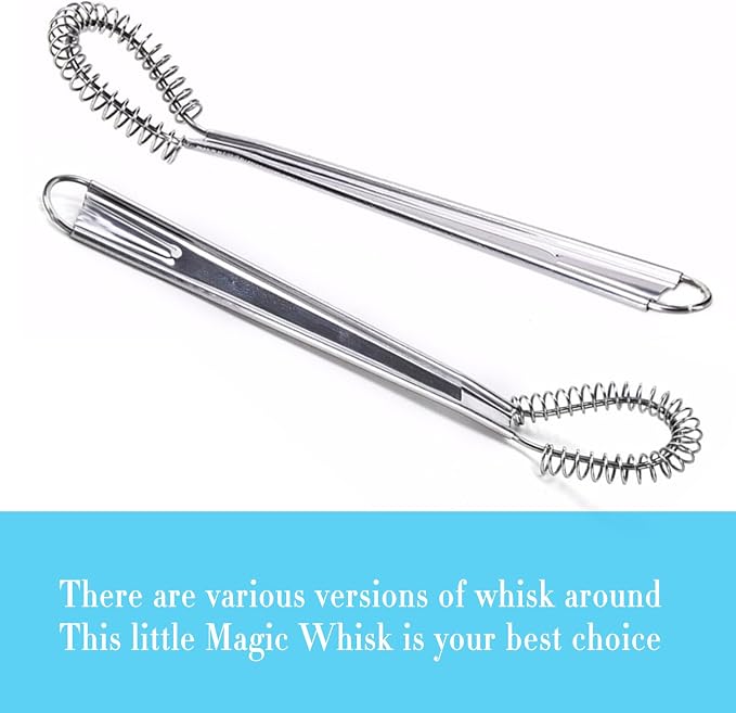 Best Utensils Stainless Steel Mini Egg Whisk Beater Handheld Milk Frother Foamer Foaming Creamy Coffee Mixer Spring Sauce Blender Kitchen Accessories