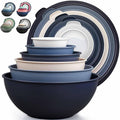 Zulay Kitchen 12 Piece Plastic Mixing Bowls with Leak-Proof Lids Set - Microwave and Freezer Safe Kitchen Mixing Bowls for Preparing, Serving and Storing - Large Nesting Bowls (Navy Ombre)