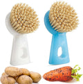 2PCS Vegetable Scrubber Brush, Standing Handle Nylon Bristles for Veggies