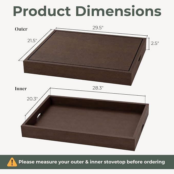 Wood Stove Top Cover for Gas Stove Top - Noodle Board Stovetop Cover for Gas Stove | Wooden Stove Cover Cutting Board with Handles | Butcher Block Stove Top Covers for Electric and Gas Burners