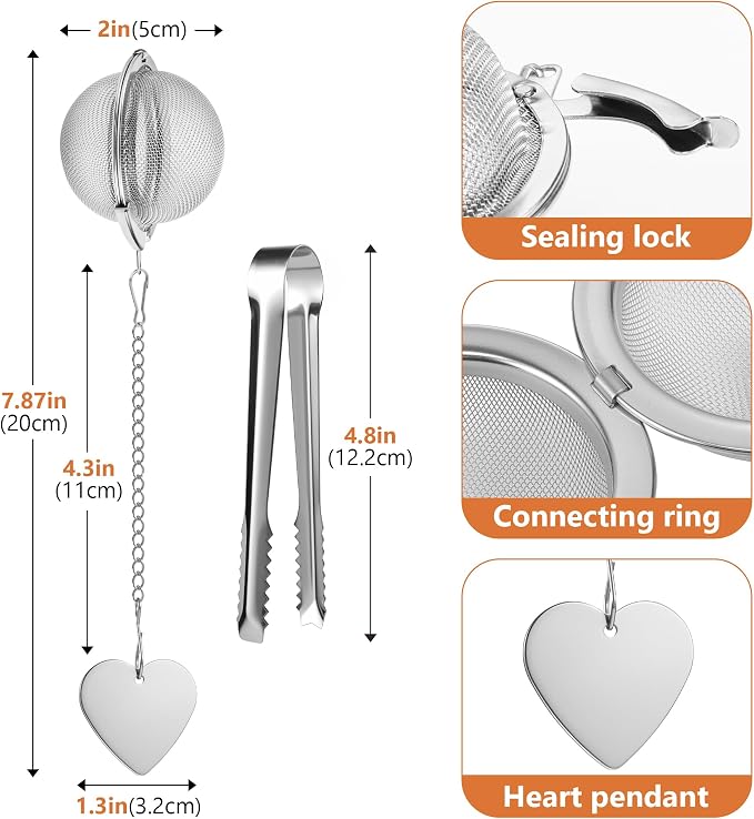 Tea Infuser for Loose Leaf Tea 2 Pack – 2" 304 Stainless Steel Tea Strainer Ball with Bonus Tea Scoop Clip – Extra Fine Mesh, Rustproof, Easy to Clean – DIKSEFN