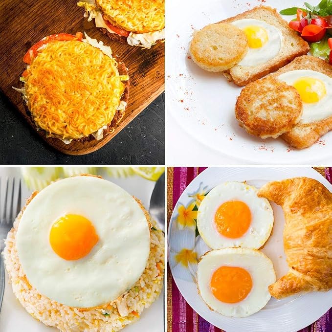 Egg Ring, 4 PCS Round Pancake Mold, Stainless Steel | Professional Pancake Mold, Egg Cooker Rings for Cooking, Non Stick Round Egg Ring Mold for Fried Egg Pancakes Sandwiches