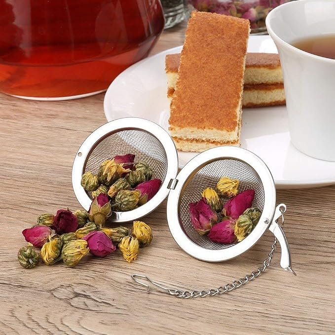 Fu Store 2pcs Stainless Steel Mesh Tea Ball 2.1 Inch Tea Strainers | Teas Infuser Strainer Filters for Teas