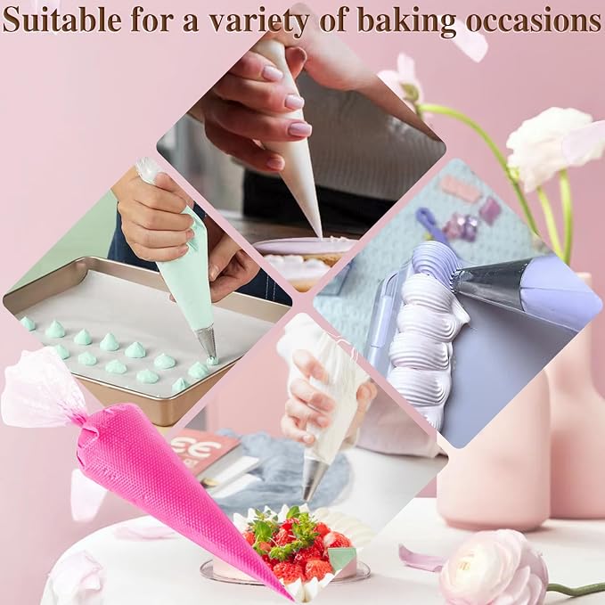 18 Inch Piping Bags, 400pcs Disposable Decorating Pastry Bags, Large Thickened Plastic Anti-Burst Non-Slip Icing Bags for Cookie and Cake Decorating (18 inch) | Thick Anti-burst with a Non-slip Surface for Smooth Icing and Frosting, Good for Cookies, C...