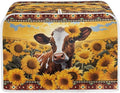Sunflower Cow Print Toaster Cover for Home Office, Cute 4 Slice Wide Slot Toaster Appliance Cover, Dirtproof Bread Toaster Cover Bakeware Protector