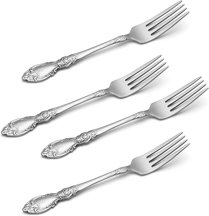 Oneida Wordsworth Dinner Forks Silverware Set for 4, Flatware | mirror finish, dishwasher safe | cutlery set for kitchen and dining, utensil set, heavy duty, kitchen essentials