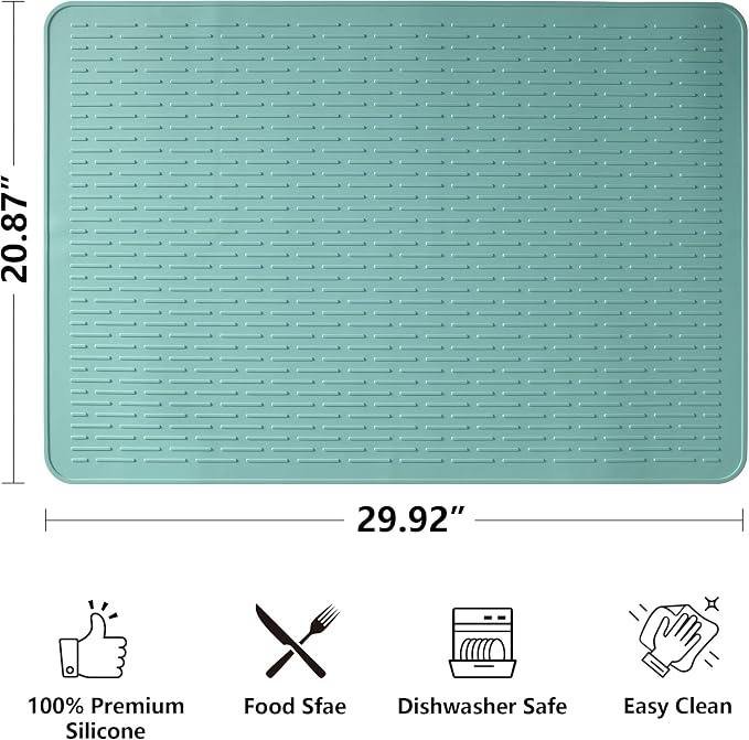 Stove Top Cover for Electric Stove- Range Covers for Electric Stove,Silicone XXL Dish Drying Mat, Glass Cooktop Covers, Flat RV Range top Mats (Aqua, 30"x21")