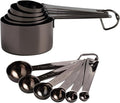 16 Pcs Stainless Steel Measuring Cups & Spoons Set, Black | Heavy Duty Metal, 5 Cups, 6 Tbsp Tsp Spoons, 5 Mini Spoons, For Kitchen Cooking Baking