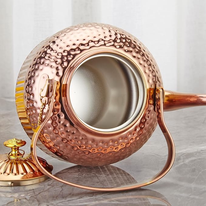 SANQIAHOME Antique 1.4L (45 Oz) Stainless Steel Teapot with Infuser Copper
