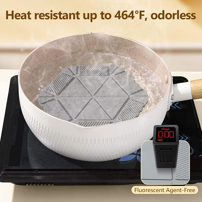 Magnetic Silicone Trivet Mat - Heat Resistant Hot Pad for Hot Dishes, Pots & Pans, Non-Slip Table & Countertop Protector (Gray, Hexagon)
