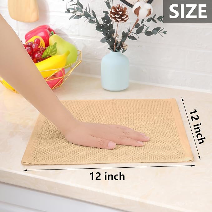 Homaxy 100% Cotton Waffle Weave Kitchen Dish Cloths 24-Pack, Apricot | 12 x 12 Inches, Ultra Soft Absorbent Dish Towels, Quick Drying Dish Rags with Hanging Loop