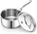 Cooks Standard Multi-Ply Clad 1.5 Quart Stainless Steel Saucepan with Lid, Small Kitchen Induction Cooking Sauce Pot Pan, Dishwasher & Oven Safe, Compatible with All Cooktops