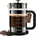 QUQIYSO French Press Coffee Maker 51oz, Large French Press, Thickened Glass | Borosilicate Glass Plastic Free Coffee Maker, Easy to Clean,4 Filter, Coffee Press Suitable for Kitchen Party(Dark Pewter)