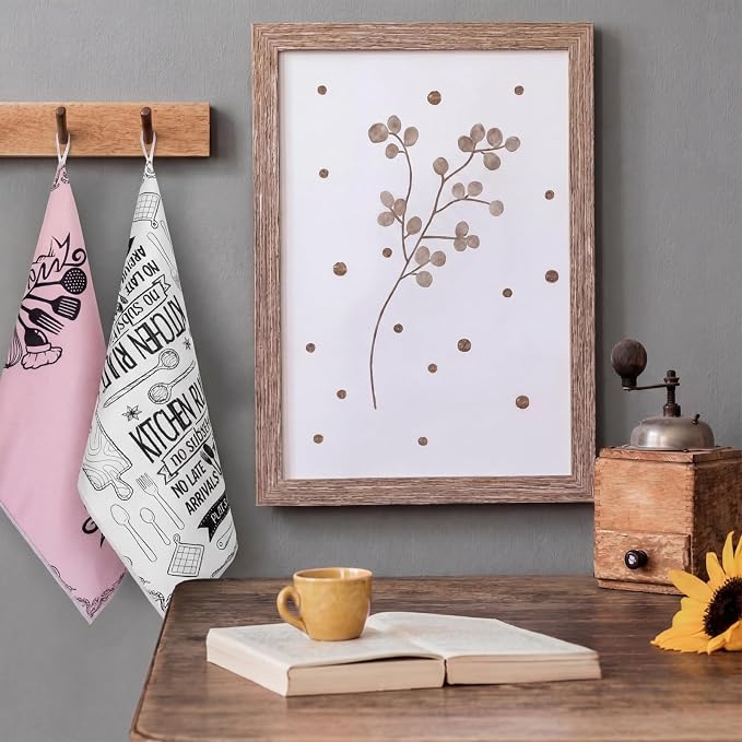 4 Pcs Funny Pink Kitchen Towels Absorbent Hand Tea Dishcloths | This Kitchen Is Seasoned with Love Decorative Dish Towels with Hanging Loop for Home Housewarming Gift Decor Accessories
