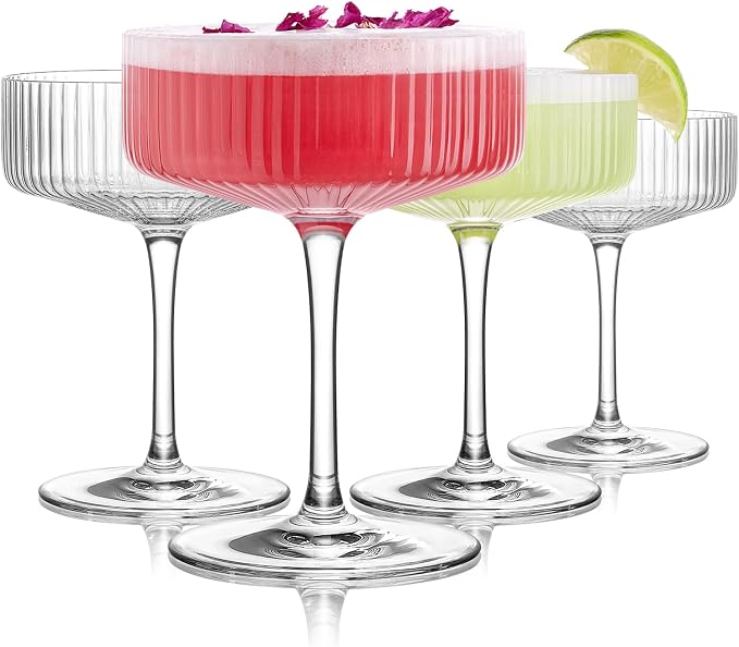 Martini Glasses Set of 4, 10oz Coupe Cocktail Glasses for Margarita | Manhattan, Cosmopolitan, Espresso, Home Bar, Evening Parties, Birthdays, Housewarming Gift