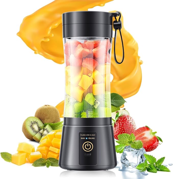 Mini Personal Portable Blender - 12oz Smoothie Blender Juice Cup | Cordless Lightweight Small Blender, Leak-Proof, Quick Blend, Easy Clean, Easily Making Fresh Juice for Sports/Office/Gym