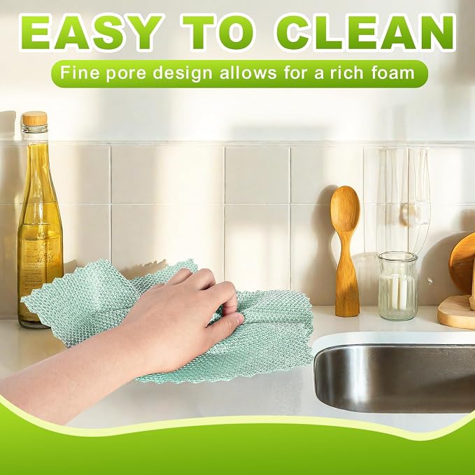 12 Pcs Multipurpose Wire Dishwashing Rag, 10"x10" | Upgraded Double-Layer Non-Scratch Wire Dish Cleaning Cloths, Reusable Steel Scrubberfor Kitchen, Cookware, Sinks, Stove Tops,