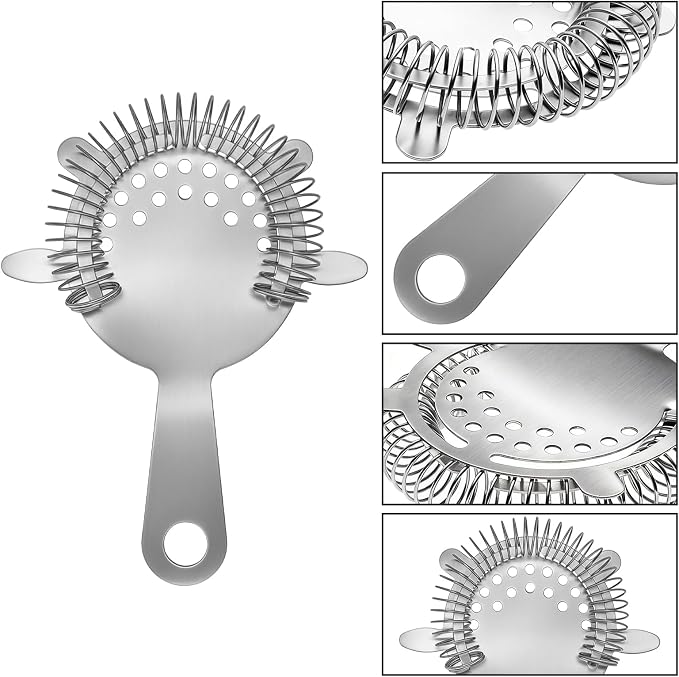 Kirecoo 2PCS Stainless Steel Cocktail Strainer for Bar Drinks | High-Density Spring, Essential Bar Tool, For Smooth Drink Pouring, Fits Boston Shakers & Mixing Glasses