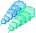 12 pcs Silicone Stretch lids set(6 Sizes,blue&green) | Reusable Food Storage Covers,Flexible to Fit All Shape of Containers,Food Cover to Keep Food Fresh