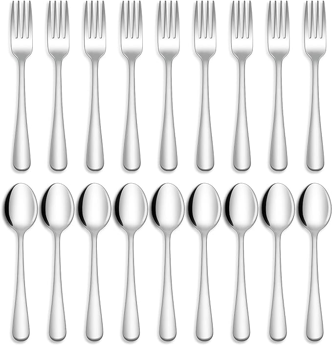 Hiware 24-piece Forks and Spoons Silverware Set, Food Grade Stainless Steel Flatware Cutlery Set for Home, Kitchen and Restaurant, Mirror Polished, Dishwasher Safe
