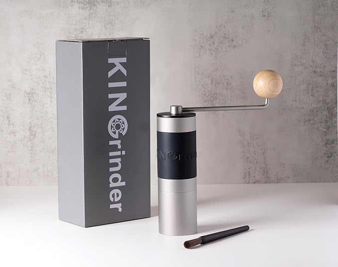 【Sliver】KINGrinder K2 Manual Coffee Grinder Straight Handle Stainless Burr | Supports grind settings for various brewing methods such as pour-over and espresso
