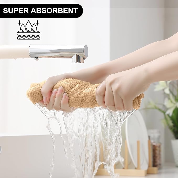 Homaxy 12 Pack 100% Cotton Kitchen Towels and Dishcloths Set, Apricot | 12 x 12 Inches and 13 x 28 Inches Kitchen Towels Set, Ultra Soft Absorbent Dish Cloths for Washing Dishes