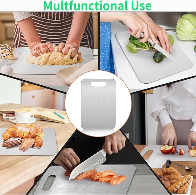 Katori Titanium Cutting Board, 100% Pure Titanium Cutting Boards for Kitchen, Double Sided Non Toxic Cutting Board,Hygiene Durable Chopping Board Suitable for Dishwasher Safe （M)
