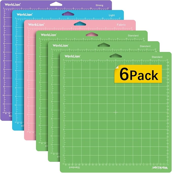 Cutting Mat 12x12 Compatible with Maker/Maker 3/Maker 4/Air 2/Explore 3/4, Variety Sticky（Standard,Light,Strong) Vinyl Mat(6Pack)