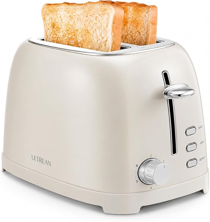 Ultrean Toaster 2 Slice with Extra-Wide Slot for Toasting Bagels, Breads, Waffles & More, Stainless Steel Material with Removable Crumb Tray, 6 Browning Settings