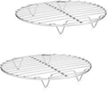 P&P CHEF 9 Inch Cooking Rack Round for Steaming Cooling, Silver, 2 Pack | Stainless Steel Round Wire Rack for Baking Grilling, Roasting, Fits Air Fryer, Steamer Pot, Oven & Dishwasher Safe