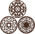ME.FAN Trivets for Dishes/Pots/Pans, 3 Pcs Silicone Mats, Flexible/Durable/Non Slip Hot Pads to Protect Table and Counter Top (Coffee)