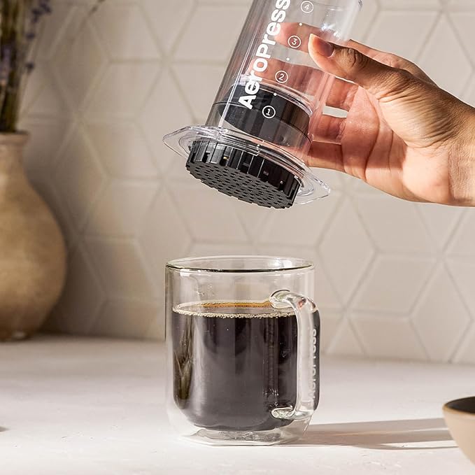 AeroPress Clear Coffee Press - All-in-One French Press, Pour-Over & Espresso Style Manual Brewer, 2 Min Brew for Less Bitterness, More Flavor, Small Portable Coffee Maker, Travel & Camping (Pack of 2)