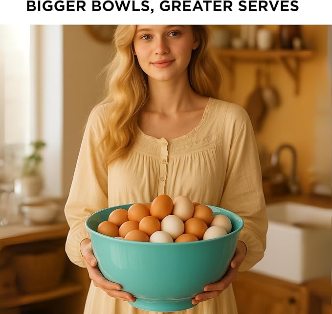 TP Melamine Mixing Bowl Set with Lids, Salad Bowl Set of 3, Glossy Teal | Nesting Design,Break-resistant,Pasta & Salad Prep, Baking Prep, Space-saving Storage, Freezer Safe, Dishwasher Safe