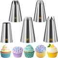 Suuker Large Piping Tips Set, 5 Cake Decorating Tips, 1A 1E 1C 9FT 356 | 5 Large Icing Tips In Round, Open Star, Closed Star, French Star and Drop Flower Shapes for Cakes, Cupcakes and Cookies