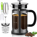 YMMIND French Press Coffee Maker (34oz 1Quart 5-6Cup) Coffee Press, with 4 Filters System, Heat Resistant Thickness Borosilicate Glass, Cold Brew Coffee Tea Pot Gifts (Bright Black)