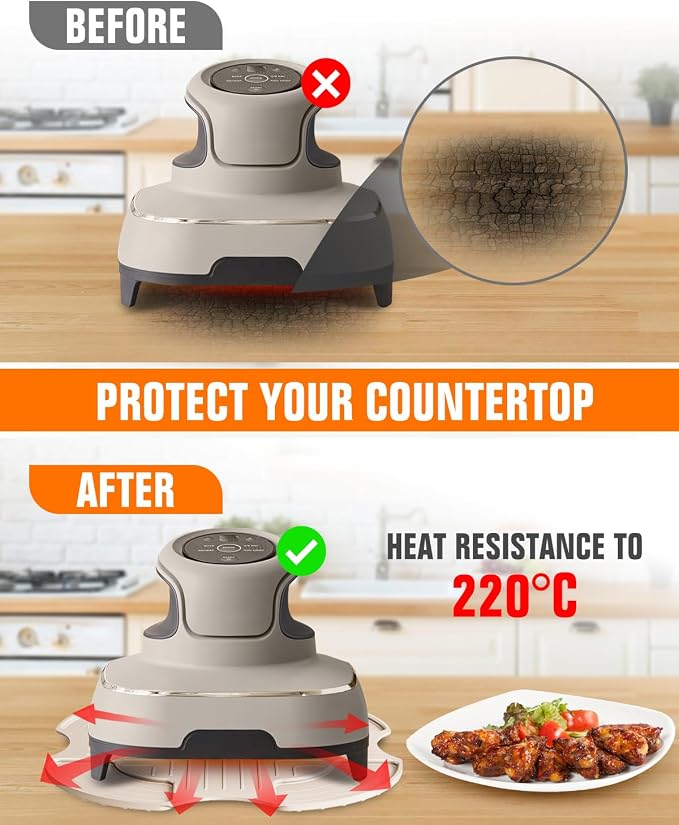 2 PCS Silicone Trivet & Splatter Shield for Ninja Crispi (Off White&Black) | Heat Resistant & Non-Slip Silicone,Blocks Oil Splashes,Guards Countertops,Reusable, Easy To Clean,Dishwasher Safe