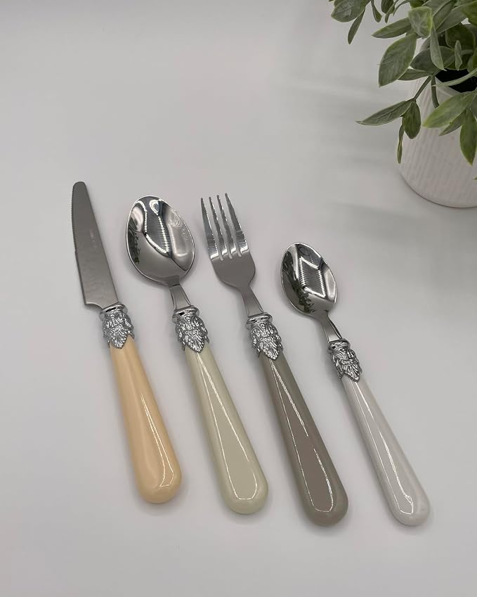 Gypsy Color Baroque Bone Mix & Match Stainless Steel Flatware Collection, Set of 16