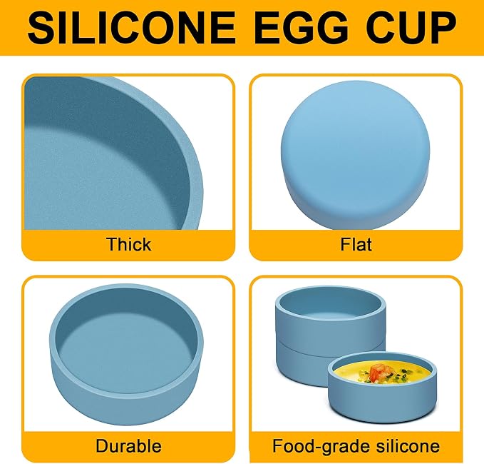 4 Pack Silicone Air Fryer Egg Pan Individual Microwave Egg Cooker Eggwich Egg Bites Molds for Oven Microwave - Blue