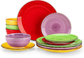 vancasso Bonita Dinnerware Set Multicolor Stoneware 12 Pieces Service for 4 | Handpainted Spirals Pattern Stoneware Plates and Bowls Set, Modern Ceramic Plate Set-Microwave and Dishwasher Safe