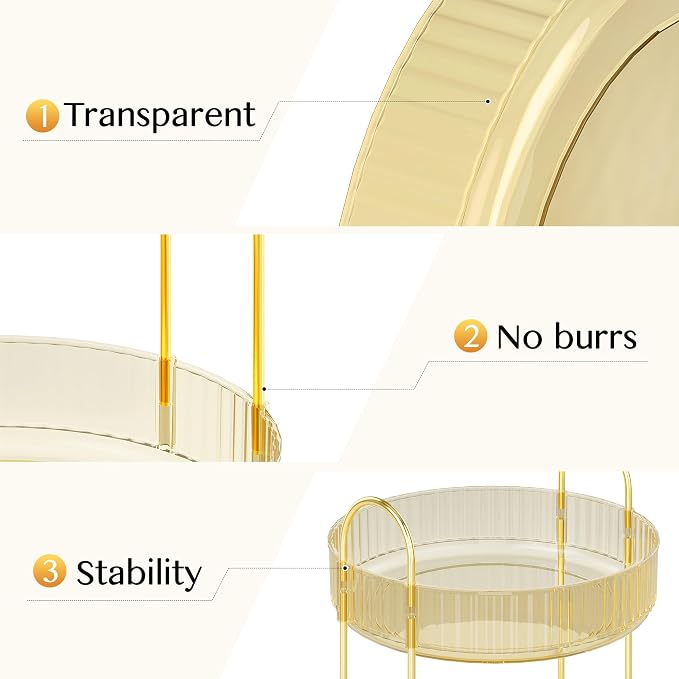Rotating Makeup Organizer Countertop, 2 Tier, Gold | Skincare Organizers, Spinning Perfume Tray Stand, Makeup Storage Organizer for Vanity, Bathroom Organizer, Lazy Susan
