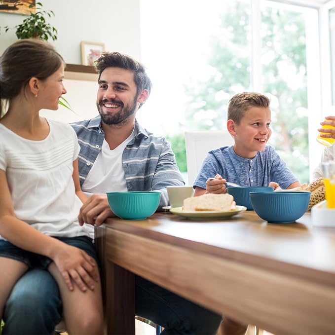 Unbreakable Cereal Bowls 24 oz, Set of 6 | Plastic Bowls Reusable, Lightweight, Made of Wheat Straw Fiber, Ideal for Salad, Soup, Ramen, Noodles, Oatmeal